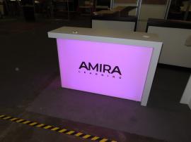 Modified MOD-1716 Backlit Counter with Fabric Graphics, Programmable RGB LED Lights, Charging Pad, and Locking Storage -- View 2